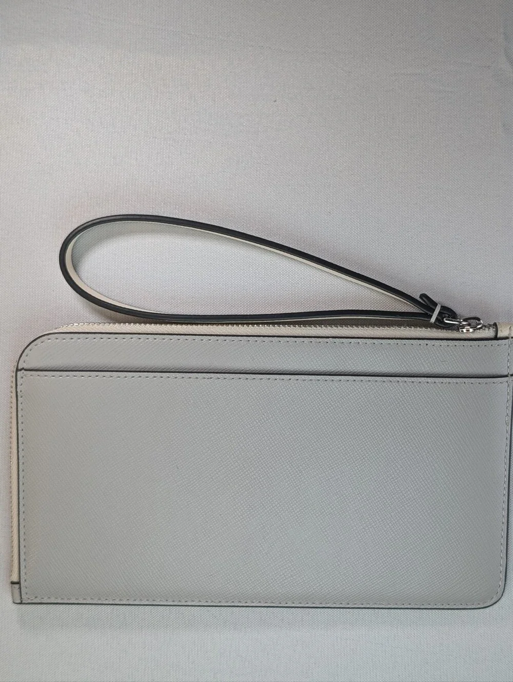 Kate Spade Lucy Medium L Zip Wristlet Wallet Gray And Ivory Color Block
